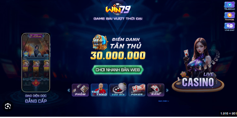 Khám phá các trò chơi hấp dẫn tại sảnh Live Casino Win79