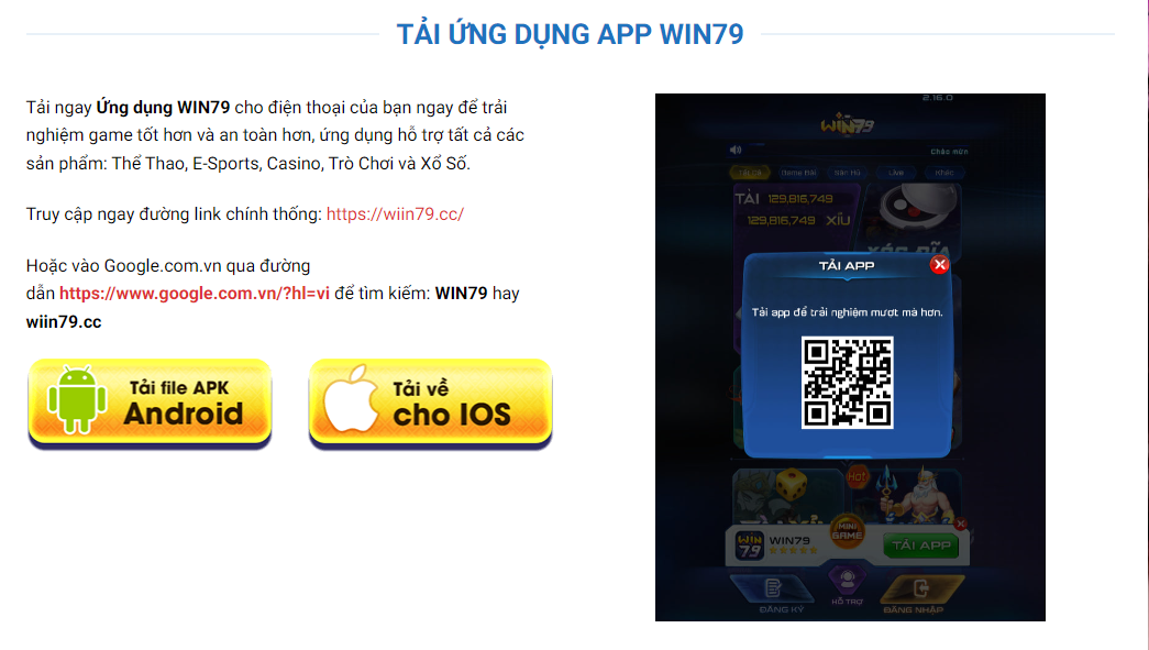 Tải app theo hướng dẫn Win79